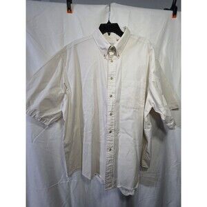 Van Heusen Men's Short Sleeve Button Up Shirt XXL 2XL White 100% Cotton